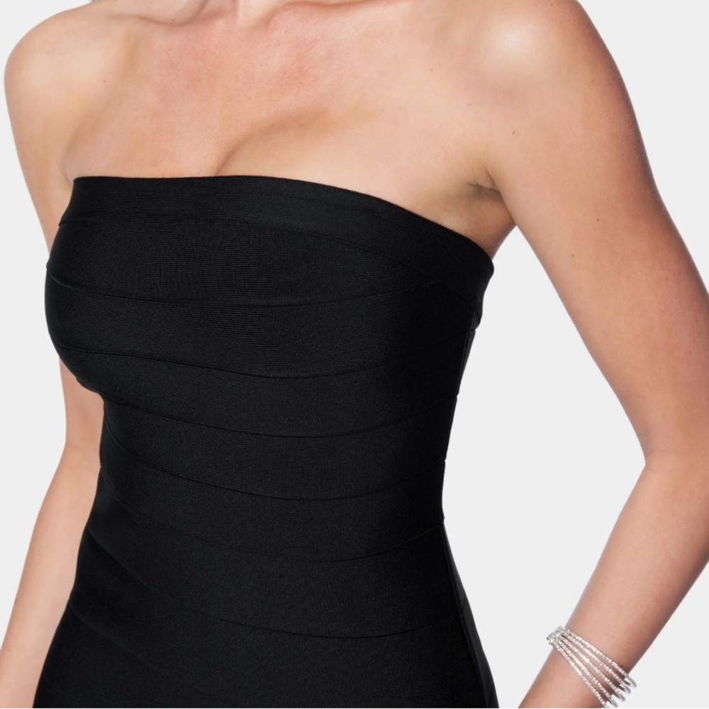 NWT Bebe Women's Black Strapless Tube Lace Maxi Dress, size Small - Picture 4 of 12